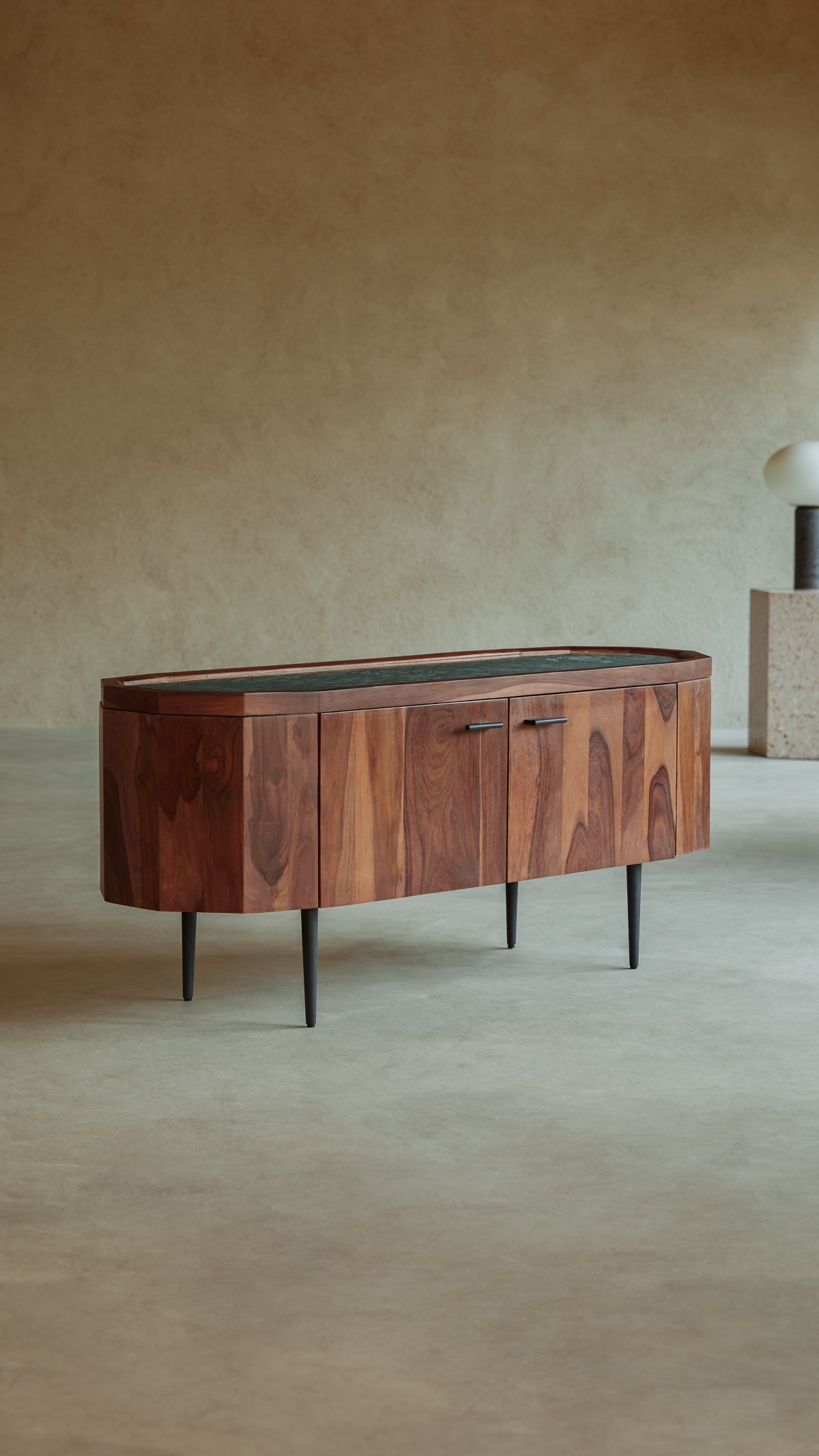 Jade - TV Schrank aus massivem Palisanderholz und Marmor 130 cm