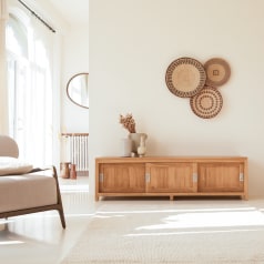 Coffee Tek - Mobile TV in teak massello 180 cm