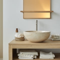 Ibyza - Lavabo redondo de mármol color crema