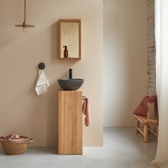 Stelle - Solid teak right under-sink cabinet
