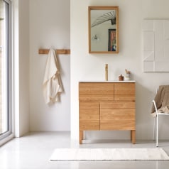 Easy - Mueble de baño de roble macizo y cerámica de 80 cm