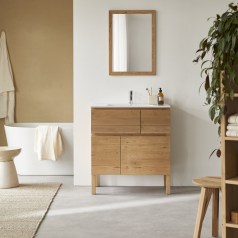 Easy - Massief eikenhouten en keramisch badkamermeubel 80 cm