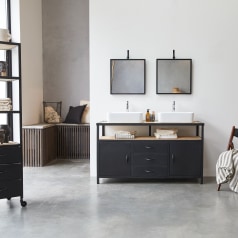 Industriel - Mueble para lavabo de mango macizo y metal de 140 cm