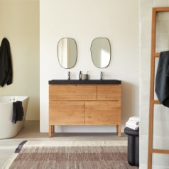 Easy - Mobile per il bagno in legno di quercia massello e pietra lavica 120 cm