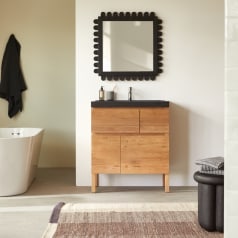 Easy - Badezimmermöbel aus massiver Eiche und Lavastein 80 cm