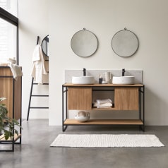 Michal - Mobile per il bagno in teak massello e metallo 140 cm