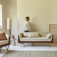 Metric - Divano in legno di palissandro massello e tessuto, 3 posti