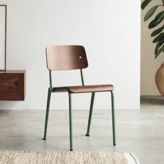 Mio - Chaise en noyer et métal lichen