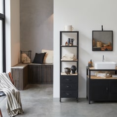Industriel - Columna de baño de madera de mango macizo y metal