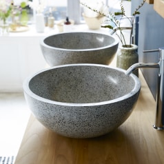 Isa - Lavabo in battuto di terrazzo grey