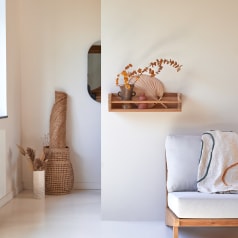 Ugo - Wandplank voor de hal van massief teak 60 cm