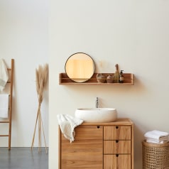 Sasha - Bathroom wall shelf in solid teak - 100 cm