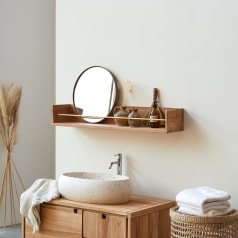 Sasha - Bathroom wall shelf in solid teak - 100 cm