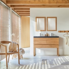 Edgar - Mobile per il bagno in teak massello e pietra lavica 120 cm