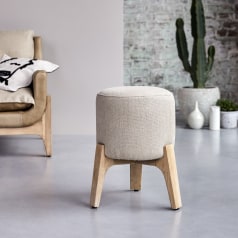Drum - Pouf Linen in legno di quercia massello