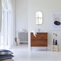 Nova - Mueble de baño de palisandro macizo y terrazo prémium rosa de 80 cm