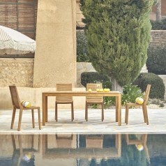 Téo - Solid teak outdoor set with 4 chairs