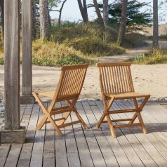 Capri - Set van 2 massief acaciahouten tuinstoelen