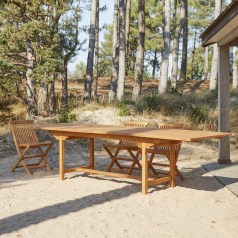 Capri - Rectangular solid acacia extending outdoor table