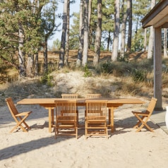 Capri - Ensemble de jardin rectangulaire en acacia massif 6 chaises