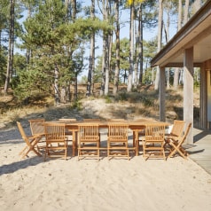 Capri - Set da giardino rettangolare in legno di acacia massello 12 sedie