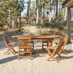 Capri - Ovale tuinset in massief acaciahout met 6 stoelen
