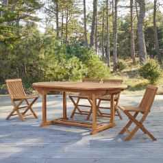 Capri - Oval solid acacia extending outdoor table 8-10 pers