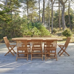 Capri - Set da giardino ovale in legno di acacia massello 8 sedie