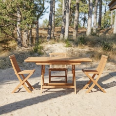 Capri - Solid acacia folding outdoor table with extra leaf