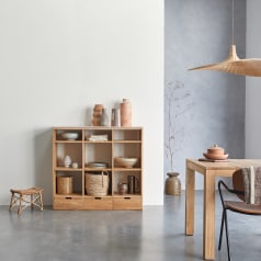 Miho - Consolle in legno di quercia massello e battuto di terrazzo premium pink