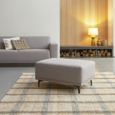 Lars - Footstool in taupe grey fabric