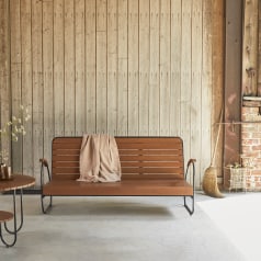 Key Wood - Panca da giardino in legno di acacia massello a 3 posti