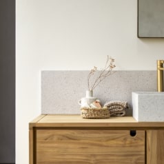 Ava - Backsplash in White Premium Terrazzo for 48" Vanity