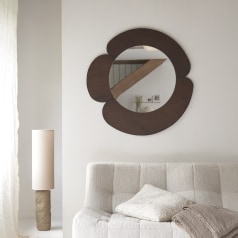 Sara - Round mirror in dark mindi wood 110x110 cm