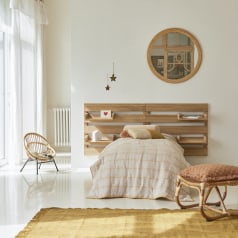 Urbain - Solid Teak California King Size Headboard with 4 shelves