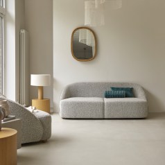 Soren - Sofá de acacia maciza y tela gris de 2 plazas