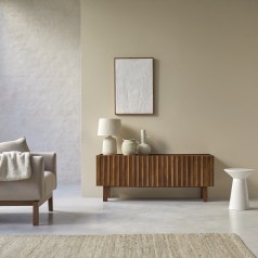 Milo - Mueble para TV de madera maciza de mango de 140 cm