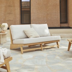 Olia - Banquette de jardin 2 places en teck massif