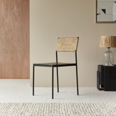 Fidele - Silla de metal, madera y fibras naturales
