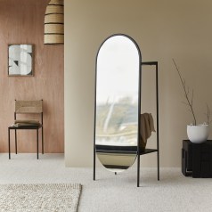 Fidele - Espejo de pie de metal y madera maciza de mango de 165 cm x 62 cm