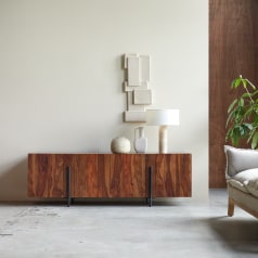 Honorine - Low sideboard in solid sheesham, 165 cm