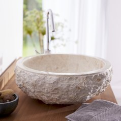 Scrula - Lavabo redondo de mármol color crema