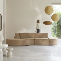 Dario - Four-seater modular bench seating in camel-coloured fabric