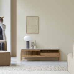 Isaure - TV-Schrank aus massivem Teakholz und Premium-Terrazzo 140 cm