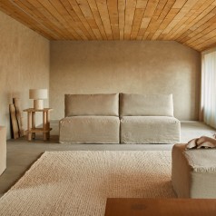 Nils - Sofá recto modulable de lino natural, 2-3 plazas