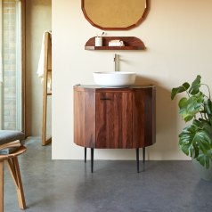 Jade - Mueble para lavabo de palisandro macizo y mármol 80 cm