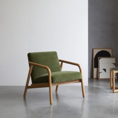 Axel - Sillón de roble macizo y terciopelo verde