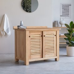 Coline - Aufbewahrungsmöbel aus massivem Teakholz, 95 cm