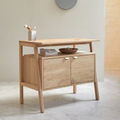 Pola - Mobile contenitore in rovere massello 90 cm