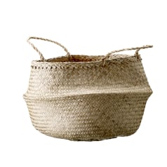 Anya - Handwoven Seagrass Basket Storage with Handles and Zig-zag Design, Natural